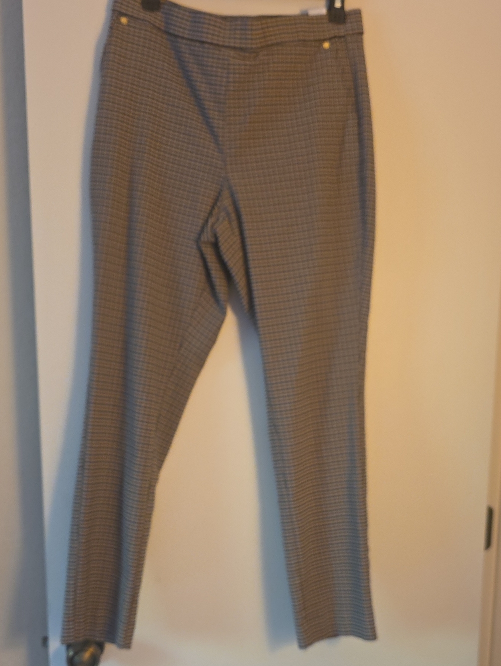 Anne Klein Brown Plaid Skinny Pants